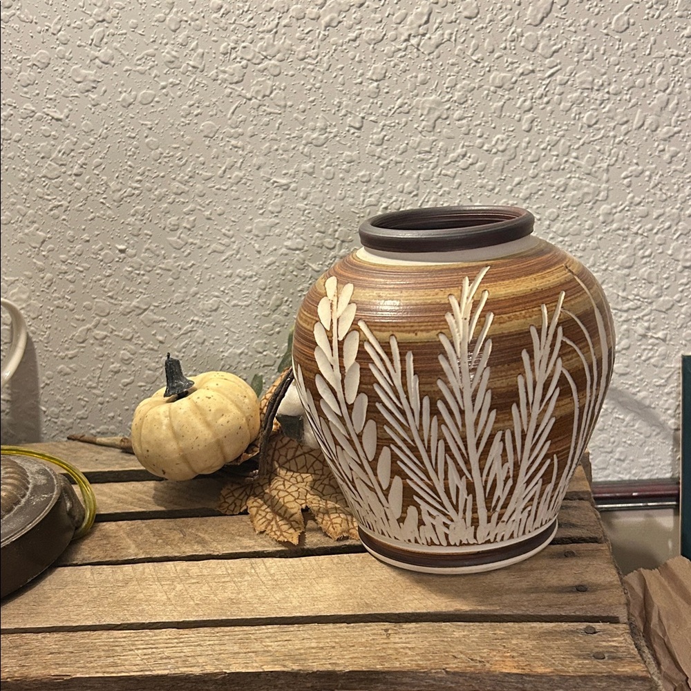 Handcrafted Brown Ceramic Vase Studio Art Pottery by Alan Burner